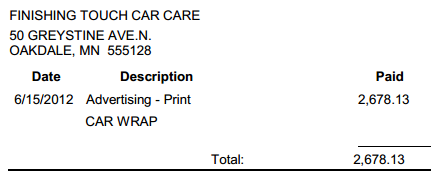 Lohmer car wrap expense