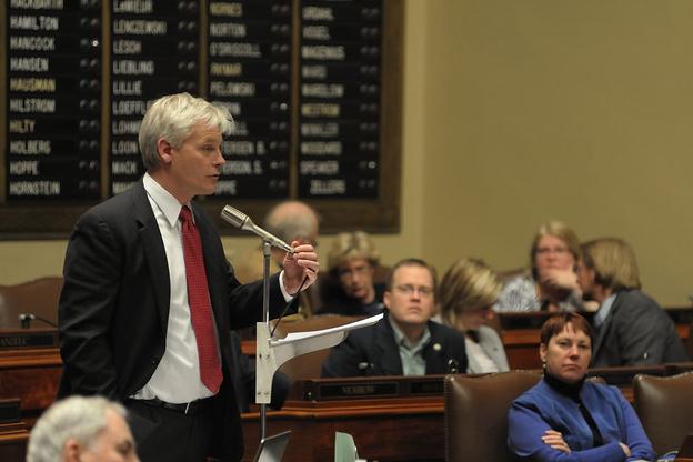 Paul Thissen speaks at microphone