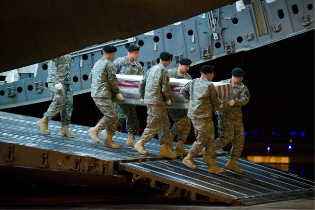 Soldiers carrying coffin