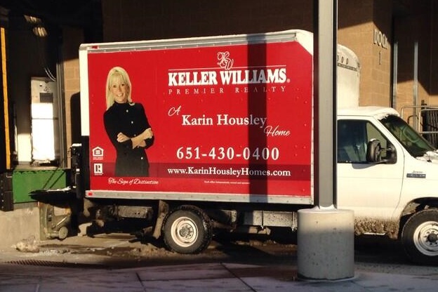 Karin Housley on a van