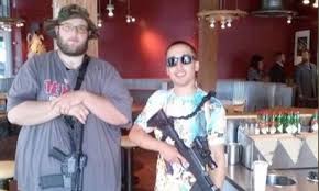boys with guns at Chipotle