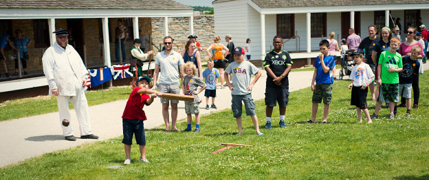 There are a lot of hands on activities for kids to sample frontier life. An early form of baseball was played at the fort.