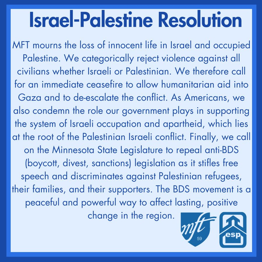 mft statement israel-palestine - LeftMN