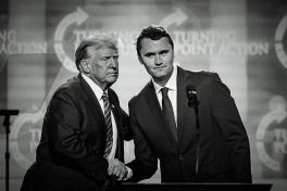 Donald Trump and Charlie Kirk shaking hands