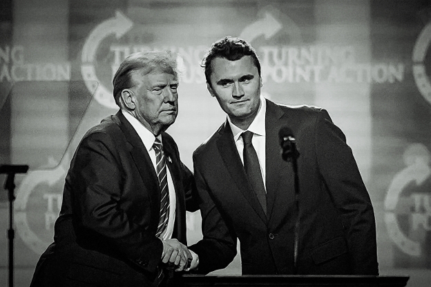 Donald Trump and Charlie Kirk shaking hands